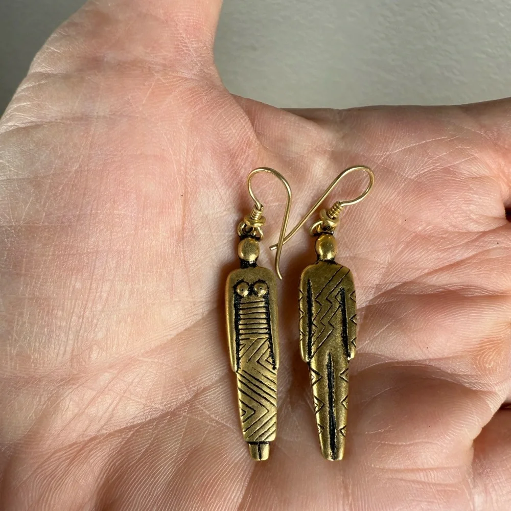 Gold Color Tribal‎ Figure Earrings